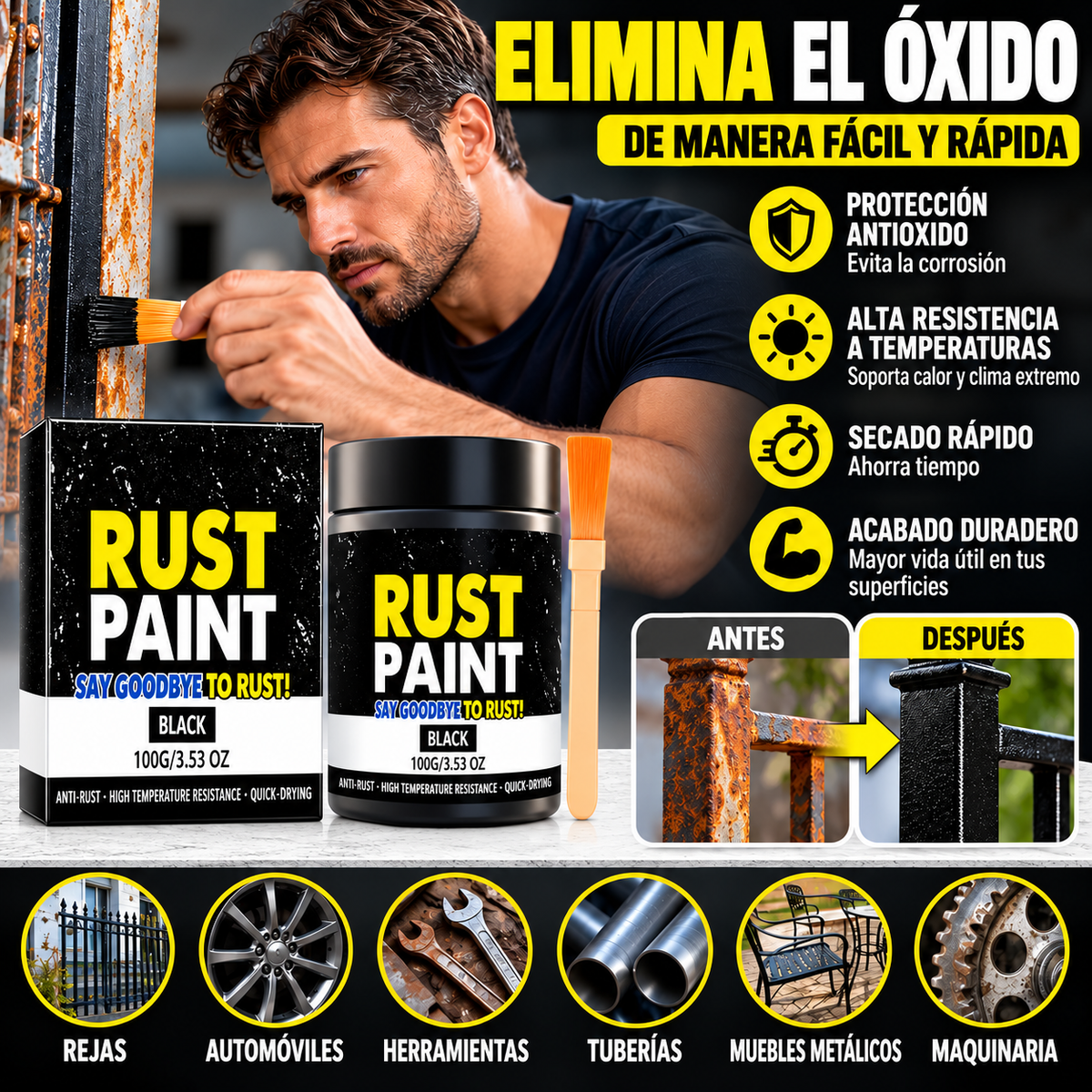 Rust Paint — Pintura antióxido negra 100 g