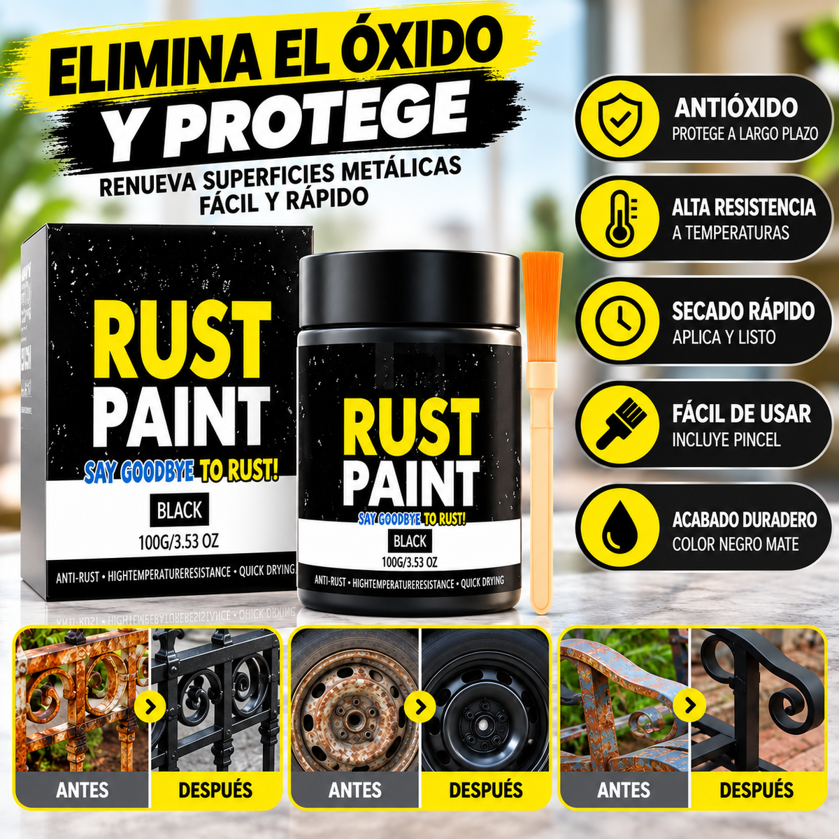 Rust Paint — Pintura antióxido negra 100 g
